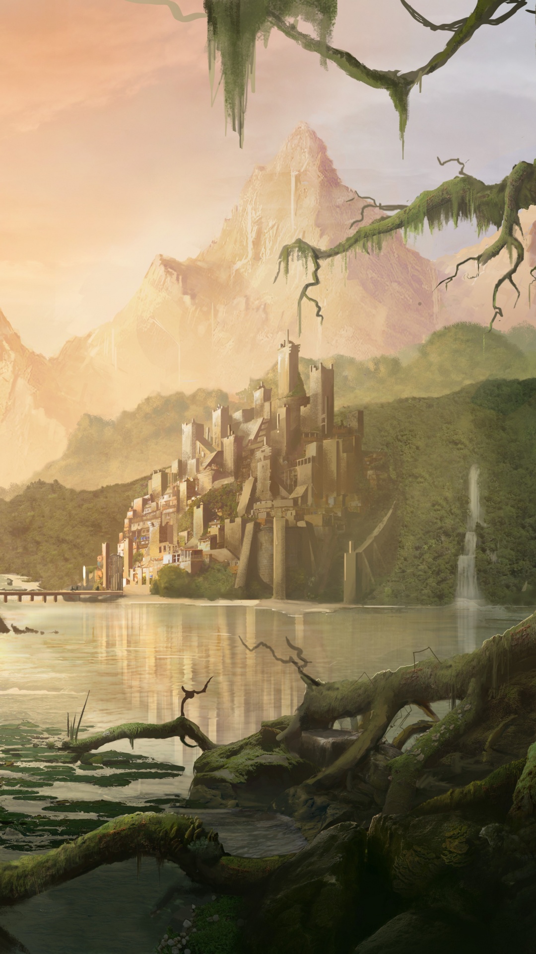 Wasserfälle in Der Nähe Von Grünen Bäumen Tagsüber. Wallpaper in 1080x1920 Resolution