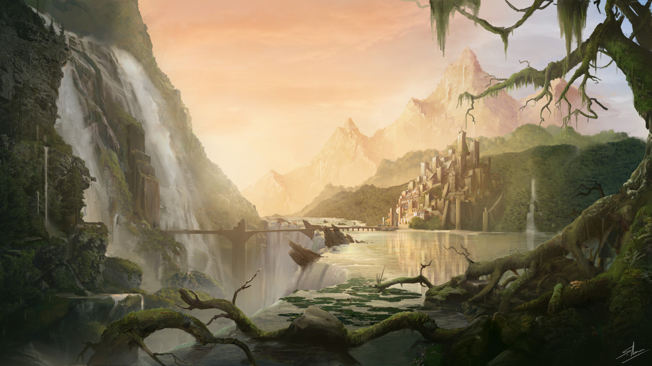 Wasserfälle in Der Nähe Von Grünen Bäumen Tagsüber. Wallpaper in 1280x720 Resolution