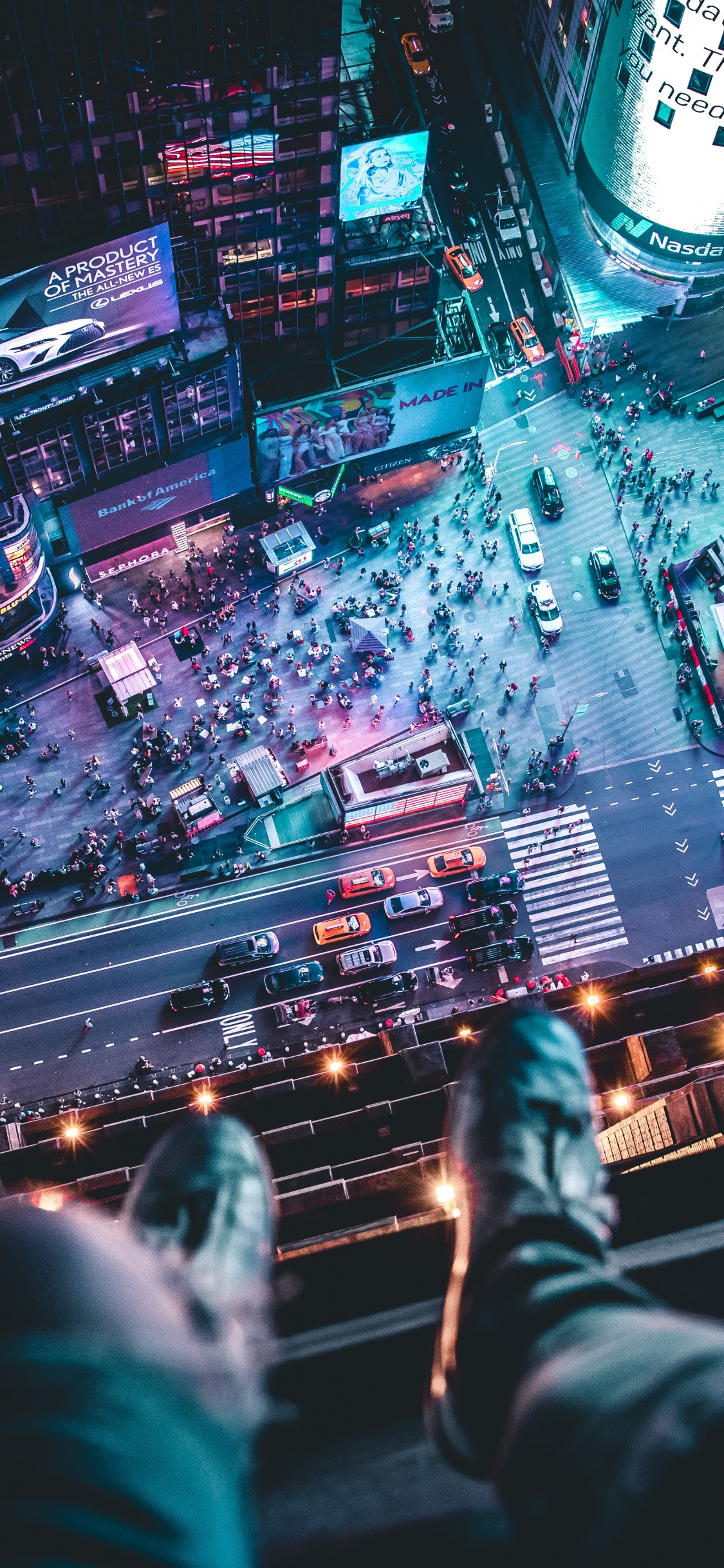 Ciel de Shibuya, Bâtiment, Nuit, Architecture, Purple. Wallpaper in 1125x2436 Resolution