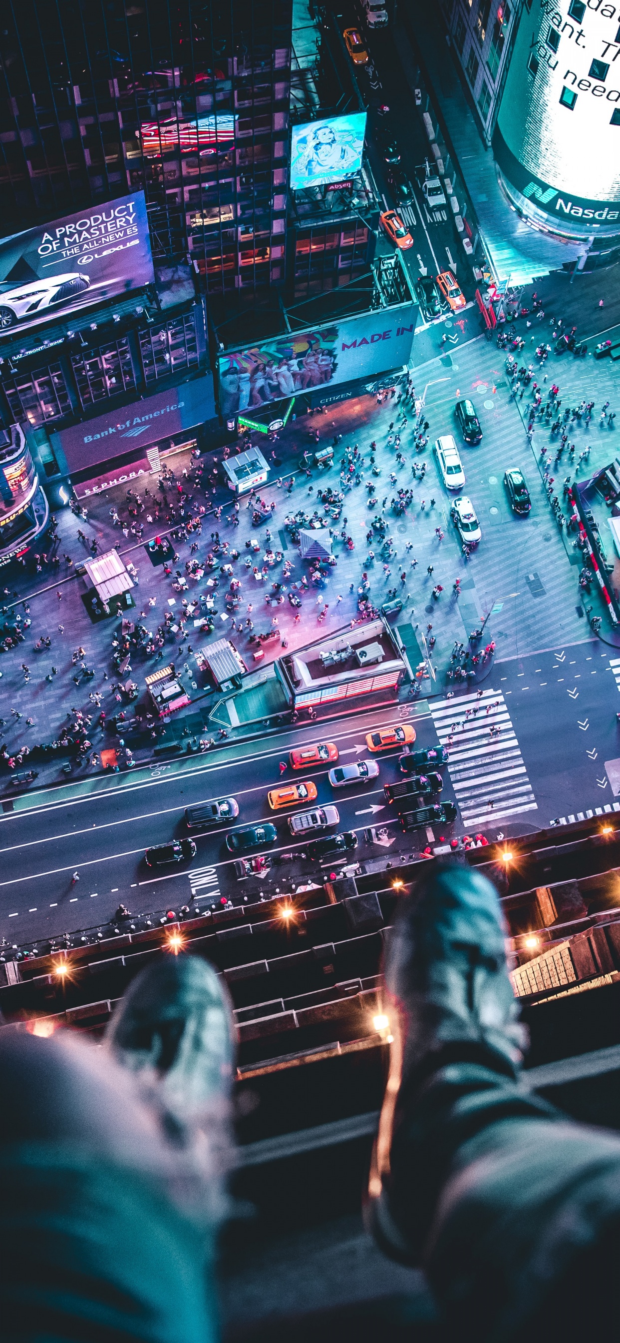 Ciel de Shibuya, Bâtiment, Nuit, Architecture, Purple. Wallpaper in 1242x2688 Resolution