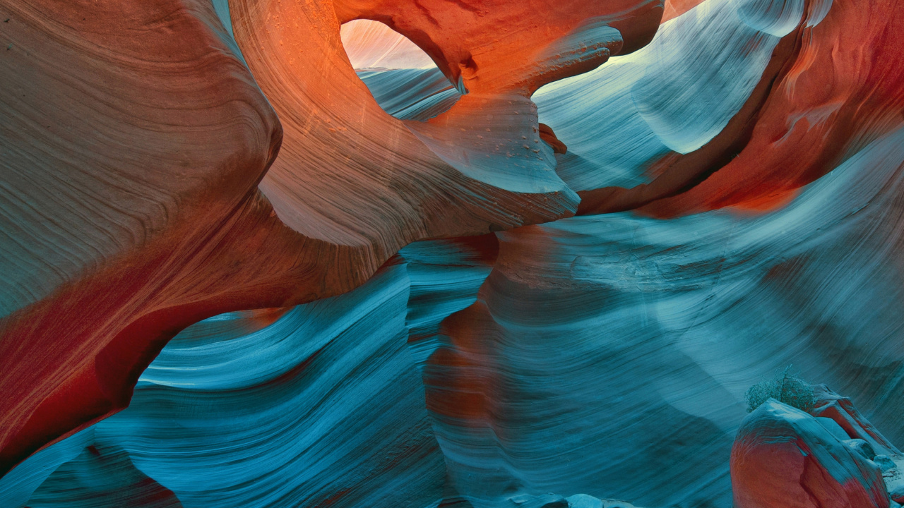 Antilopenschlucht Jure Kravanja, Antelope Canyon, Kunstfarbe, Azure, Farbe. Wallpaper in 1280x720 Resolution