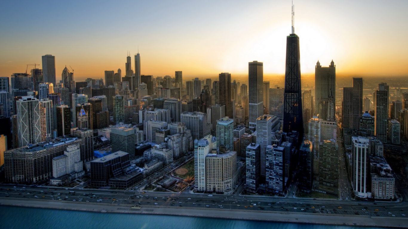 City Skyline Under Blue Sky During Daytime. Wallpaper in 1366x768 Resolution