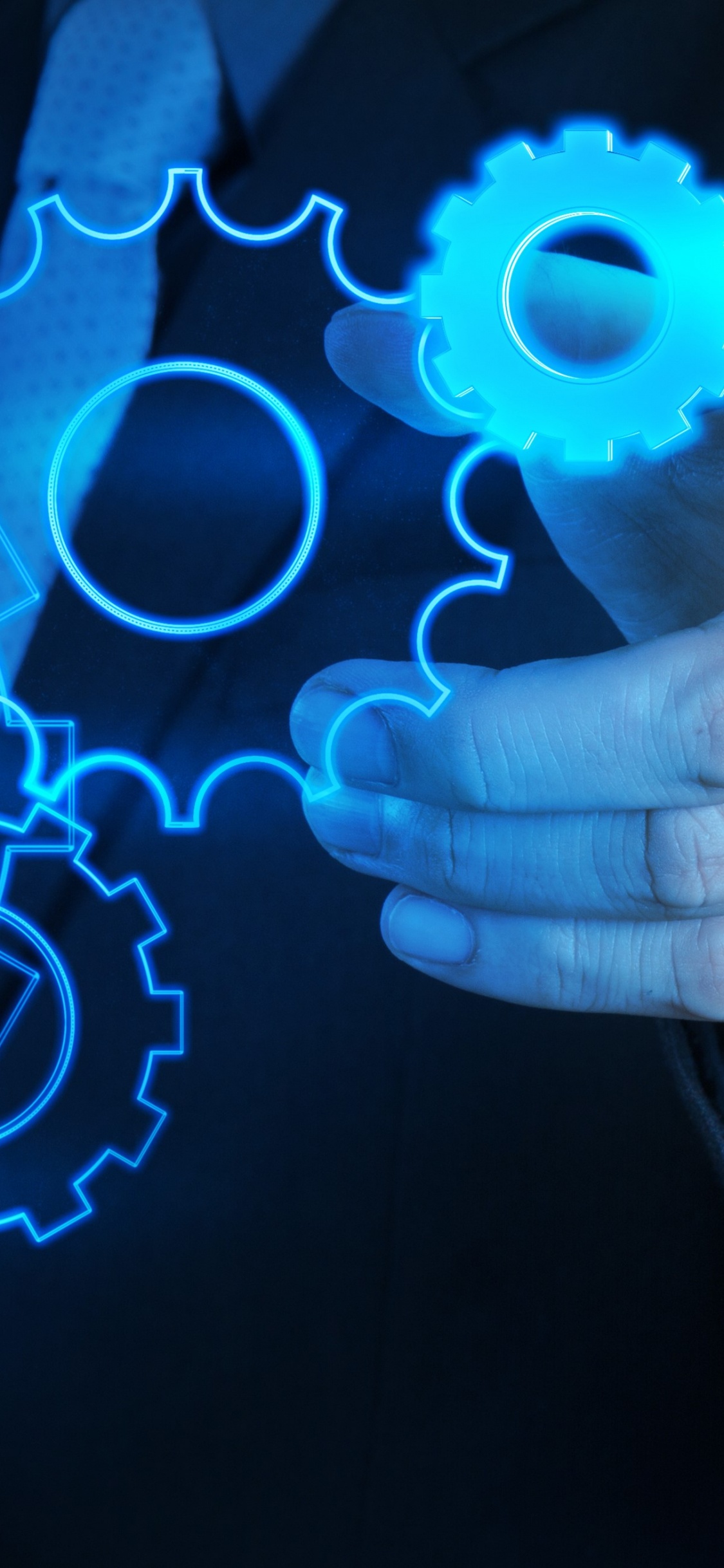 Blaue Und Weiße Abstrakte Malerei. Wallpaper in 1125x2436 Resolution