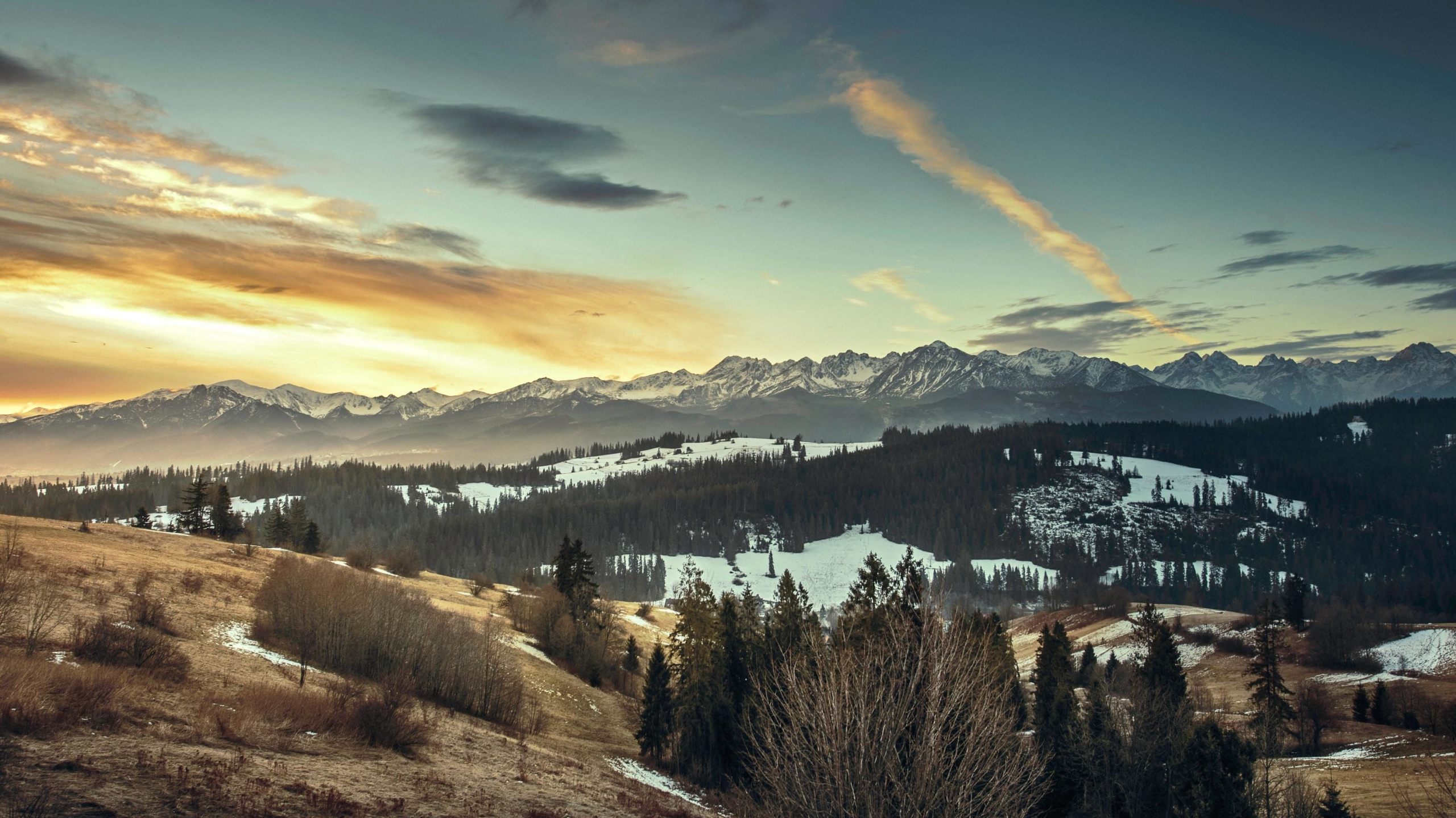 Green Trees and Mountains Under Blue Sky and White Clouds During Daytime. Wallpaper in 2560x1440 Resolution