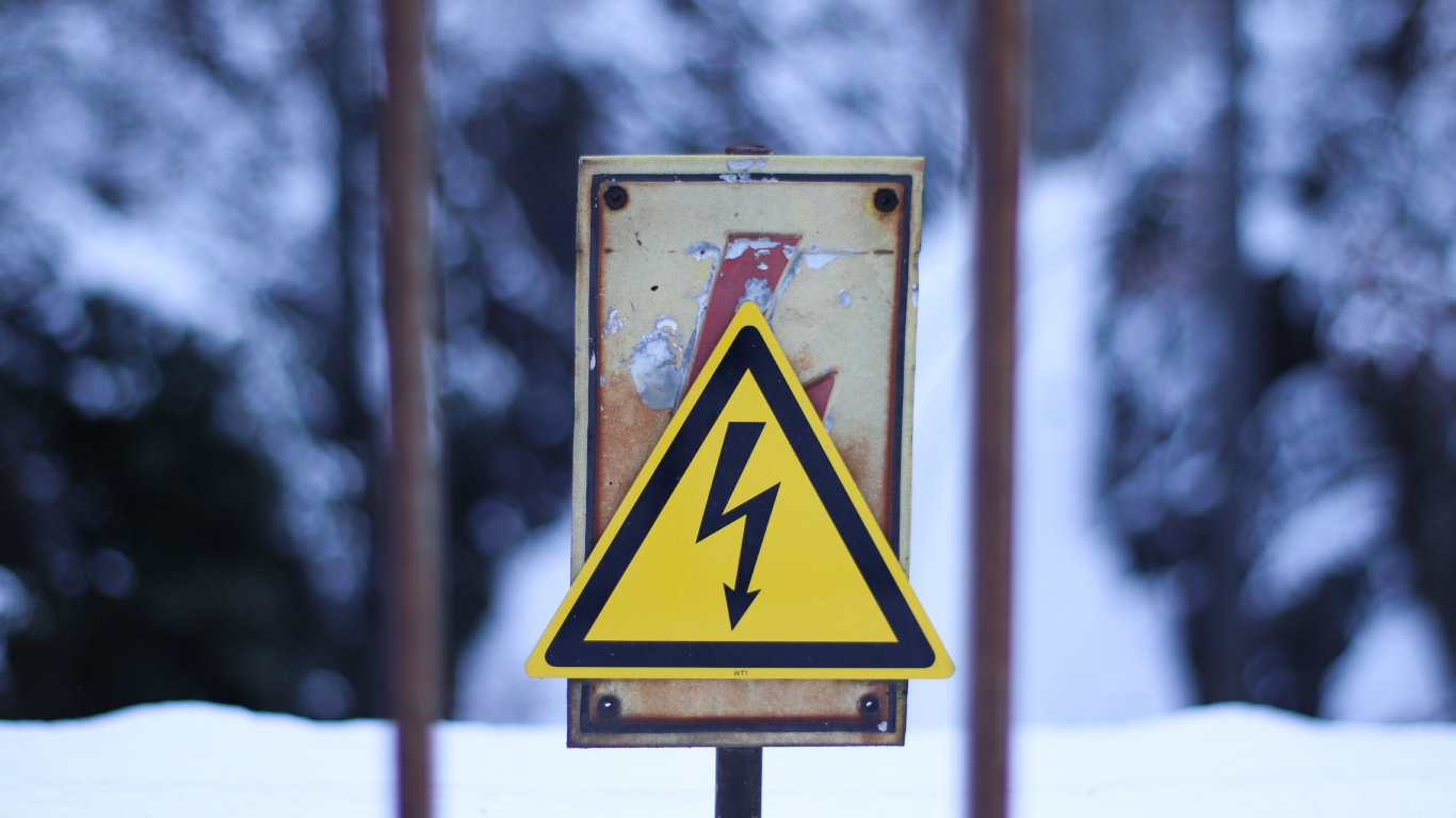 冬天, 黄色的, 标志, 标牌, 交通标志 壁纸 1366x768 允许