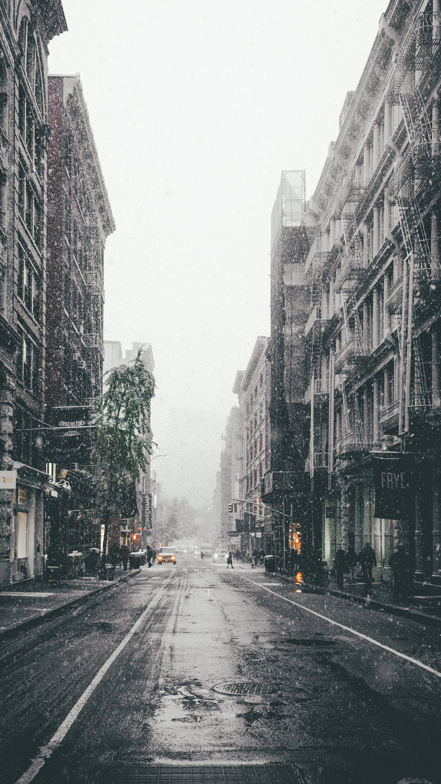 Gray Concrete Road Between High Rise Buildings. Wallpaper in 1440x2560 Resolution