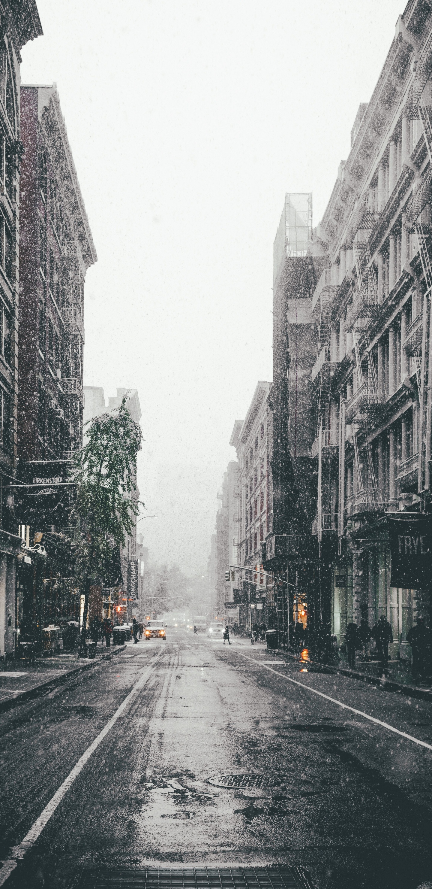 Gray Concrete Road Between High Rise Buildings. Wallpaper in 1440x2960 Resolution