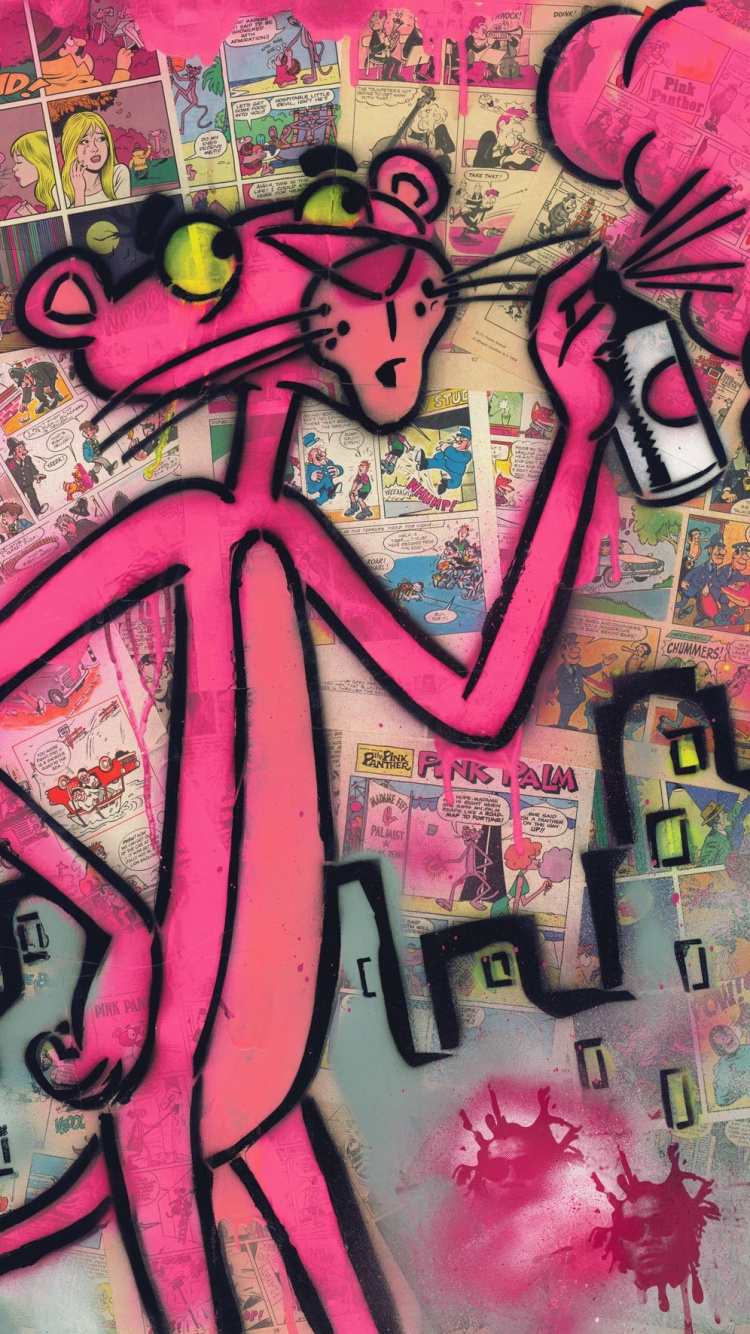 Pink Panther Art, Painting, Graffiti, Street Art, Canvas. Wallpaper in 750x1334 Resolution