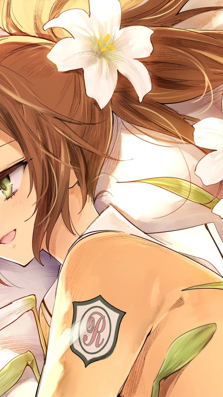 Personaje de Anime de Chica de Pelo Castaño. Wallpaper in 750x1334 Resolution