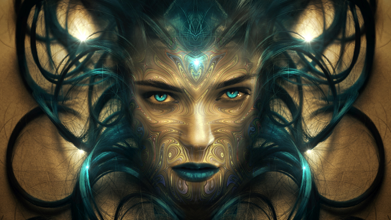 Blue and Black Human Face Painting. Wallpaper in 1280x720 Resolution