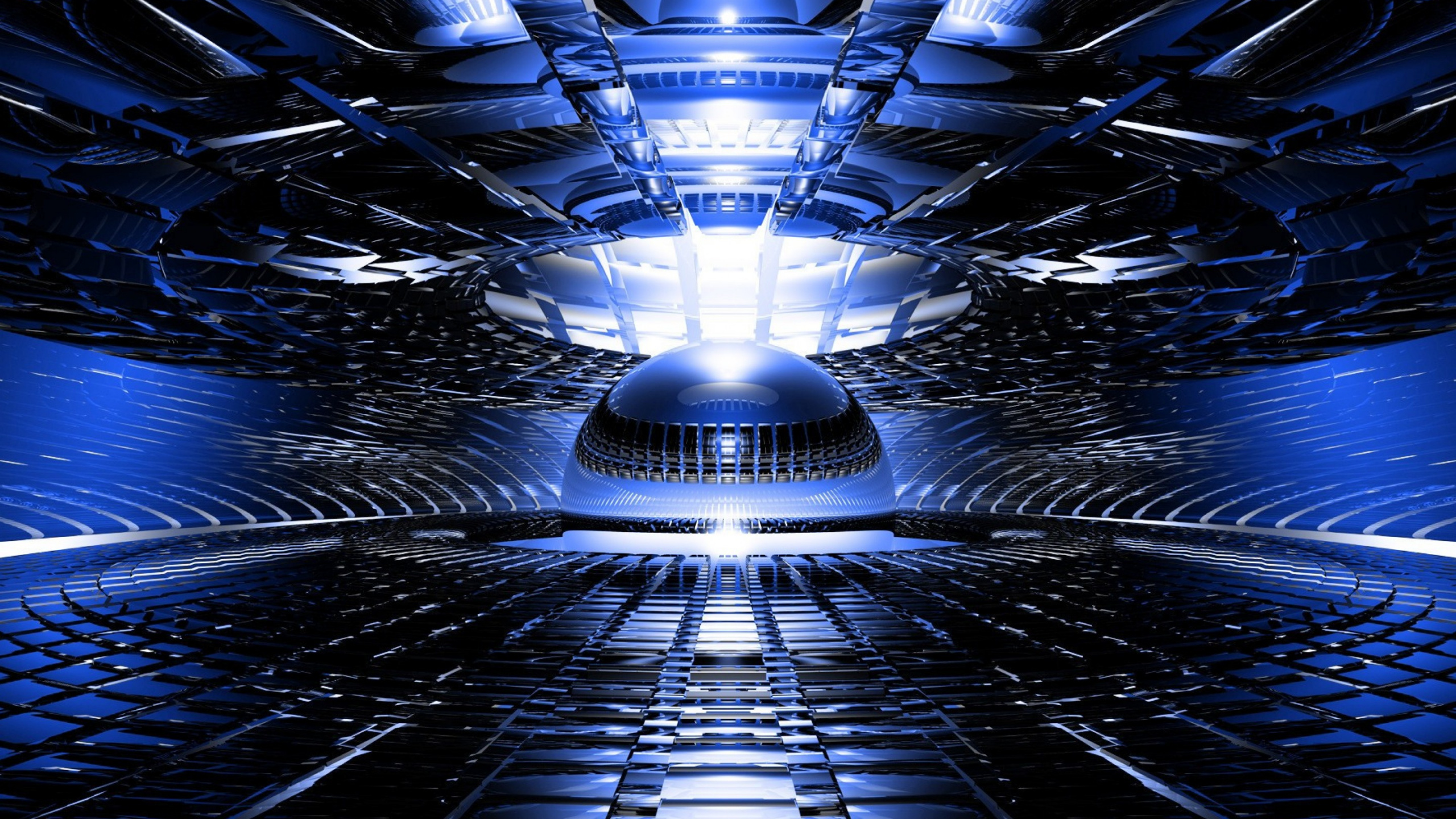 Black and White Tunnel With Lights. Wallpaper in 2560x1440 Resolution