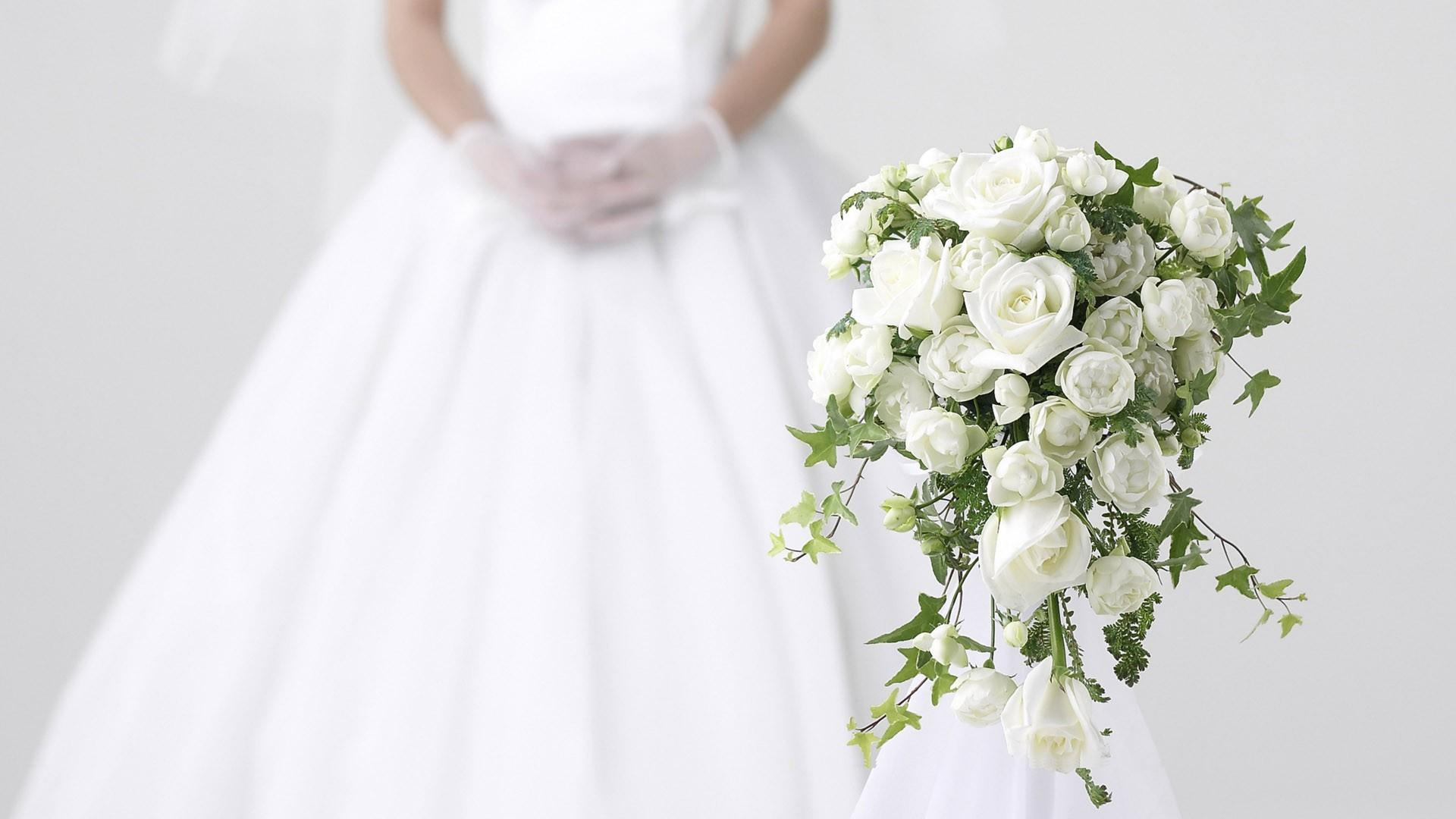 Robe de Mariée, Bouquet de Fleurs, Bouquet, White, Vêtement. Wallpaper in 1920x1080 Resolution