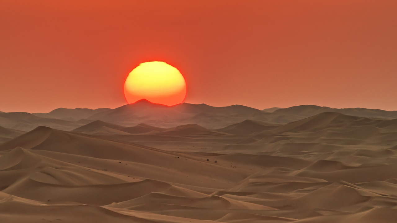 White Sand Under Orange Sky During Sunset. Wallpaper in 1280x720 Resolution