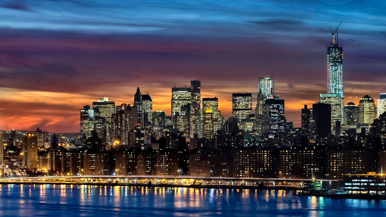 City Skyline During Night Time. Wallpaper in 1280x720 Resolution