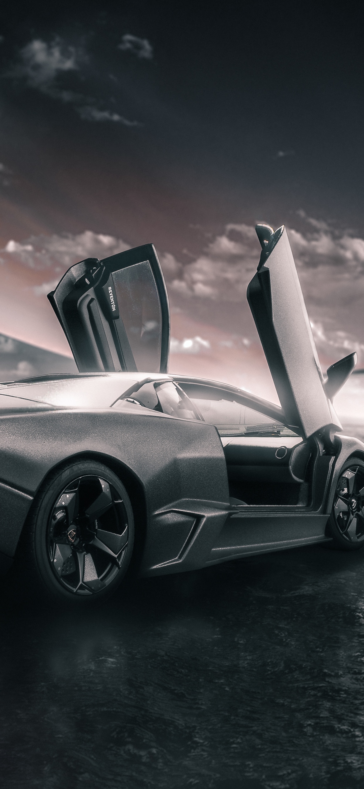 Porsche 911 Blanche Sur Surface Noire. Wallpaper in 1242x2688 Resolution