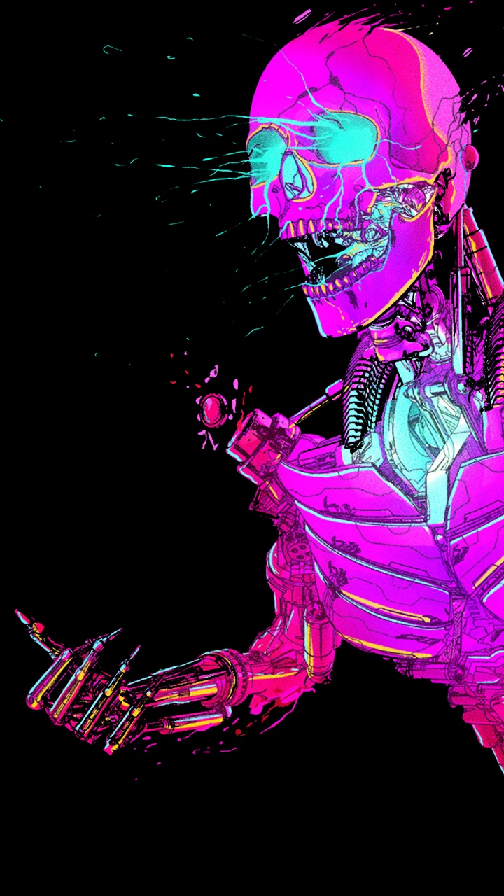Skeleton, Amoled, Bone, Magenta, Art. Wallpaper in 720x1280 Resolution
