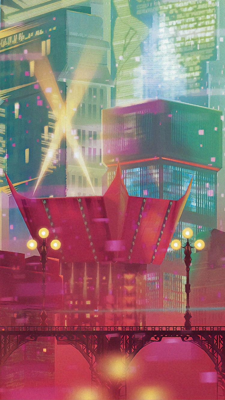 Personnes Marchant Dans la Rue Près Des Immeubles de Grande Hauteur Pendant la Nuit. Wallpaper in 750x1334 Resolution