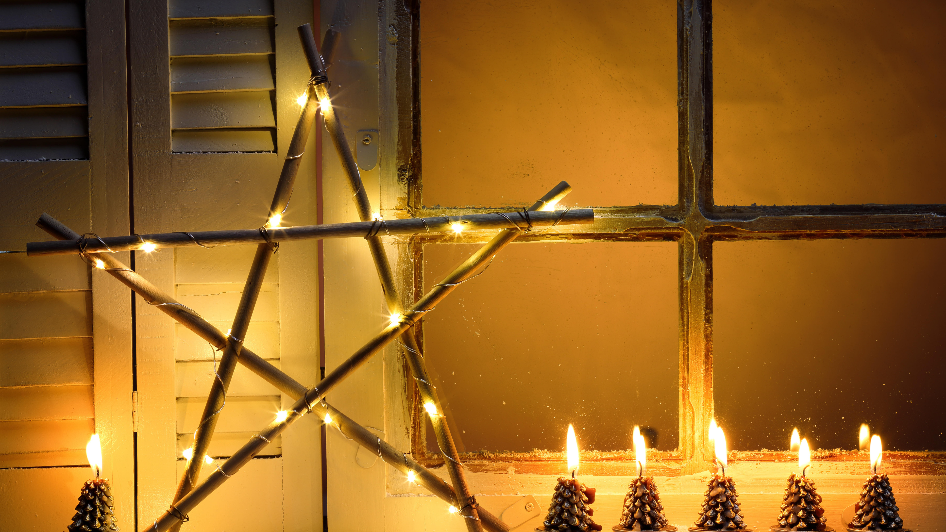 Le Jour De Noël, Décoration de Noël, Éclairage, Soir, Jaune. Wallpaper in 3840x2160 Resolution