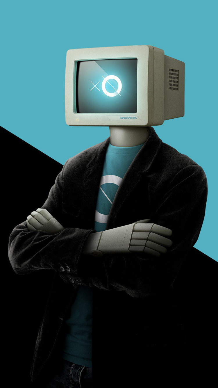 Jouet Robot Blanc et Bleu. Wallpaper in 750x1334 Resolution