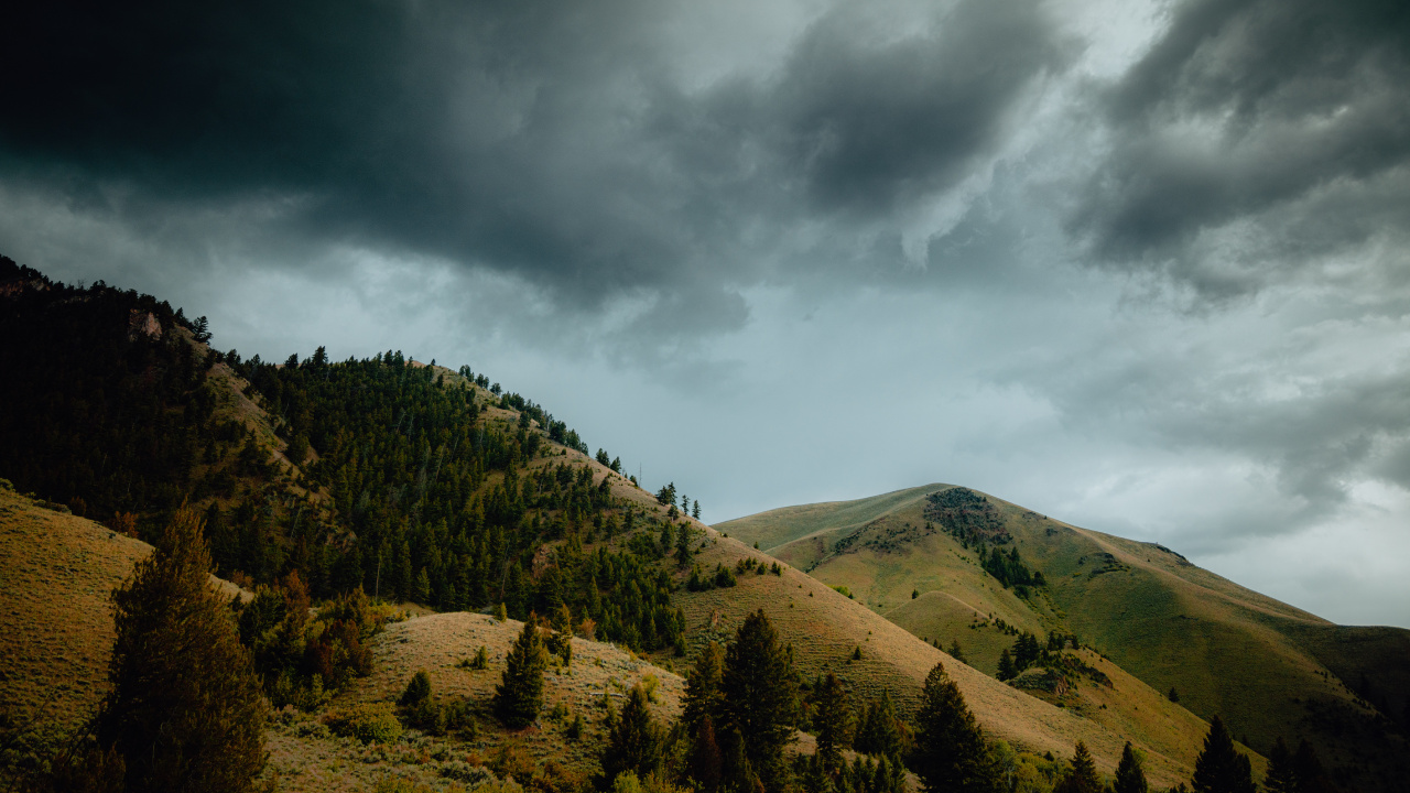 Mountainous Landforms, Green, Hill, Sky, Cloud. Wallpaper in 1280x720 Resolution