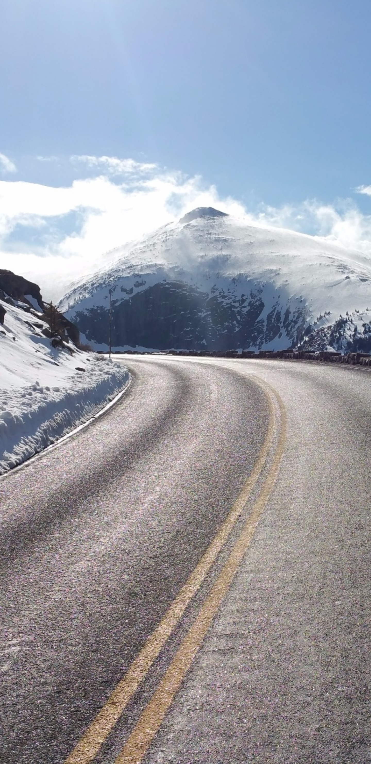 Mountain With a Road, Mountain, Nature, Road, Train. Wallpaper in 1440x2960 Resolution