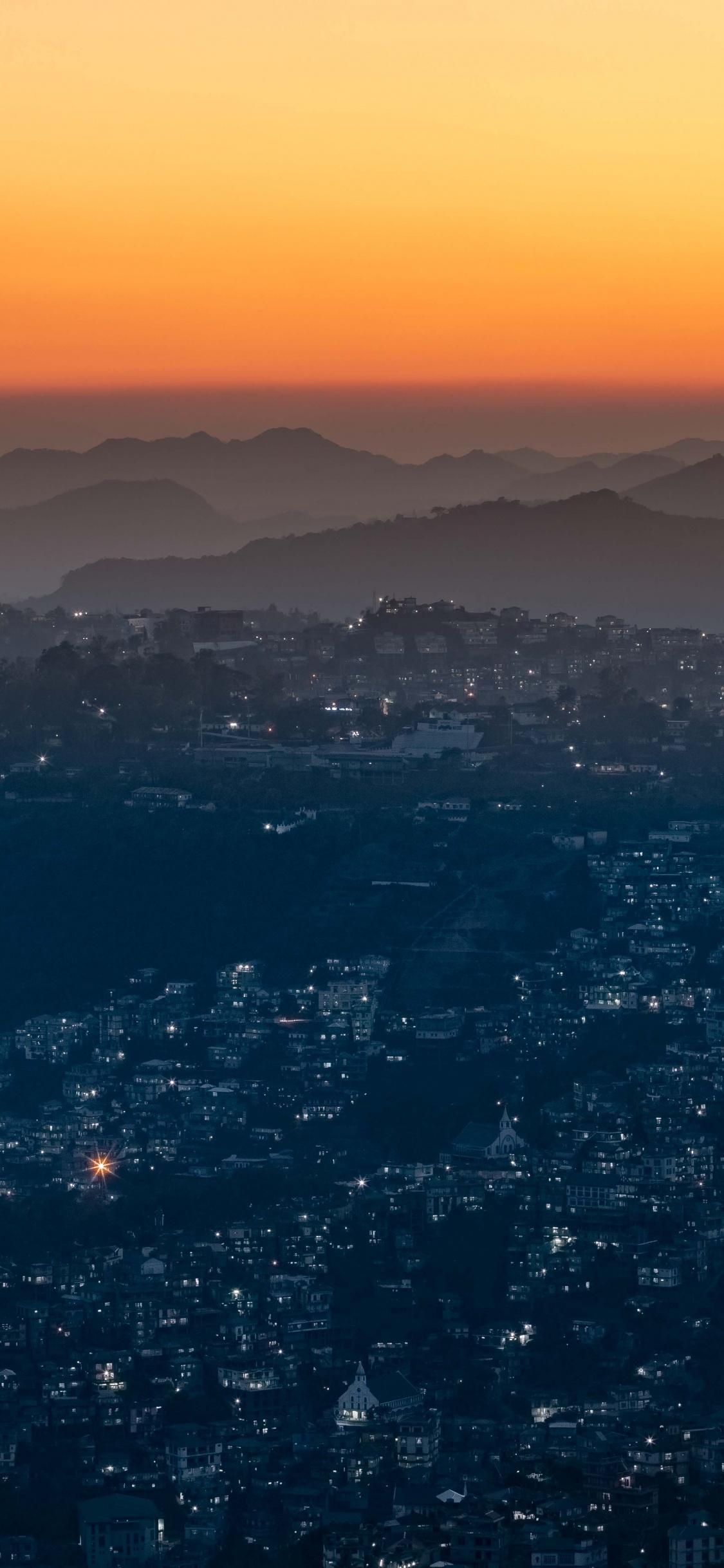 Luftaufnahme Der Stadt Bei Nacht Night. Wallpaper in 1125x2436 Resolution