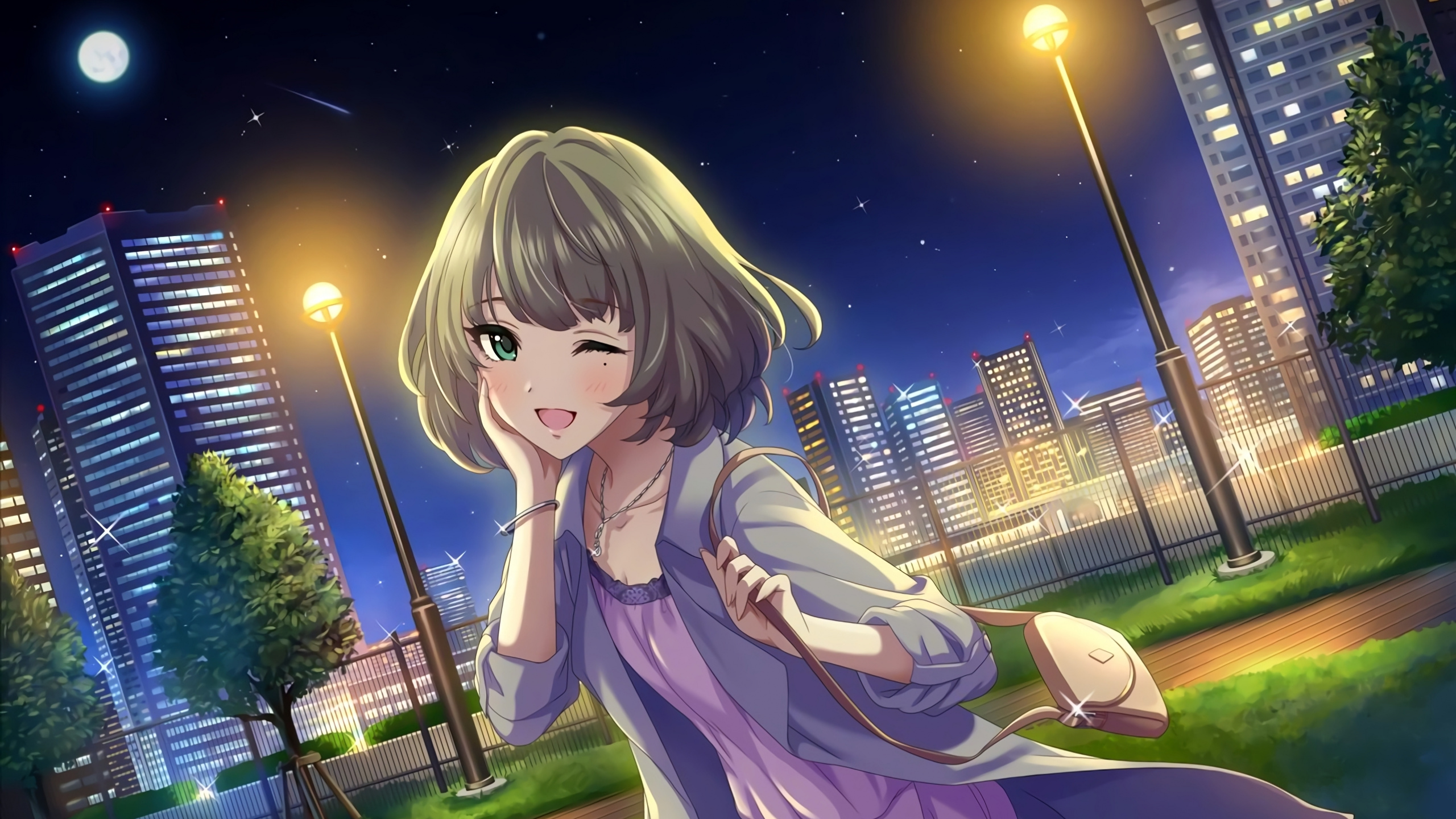 Kaede Takagaki, El Idolmaster Cinderella Girls, Kaede Takagaki Voice, Caricatura, Verde. Wallpaper in 2560x1440 Resolution