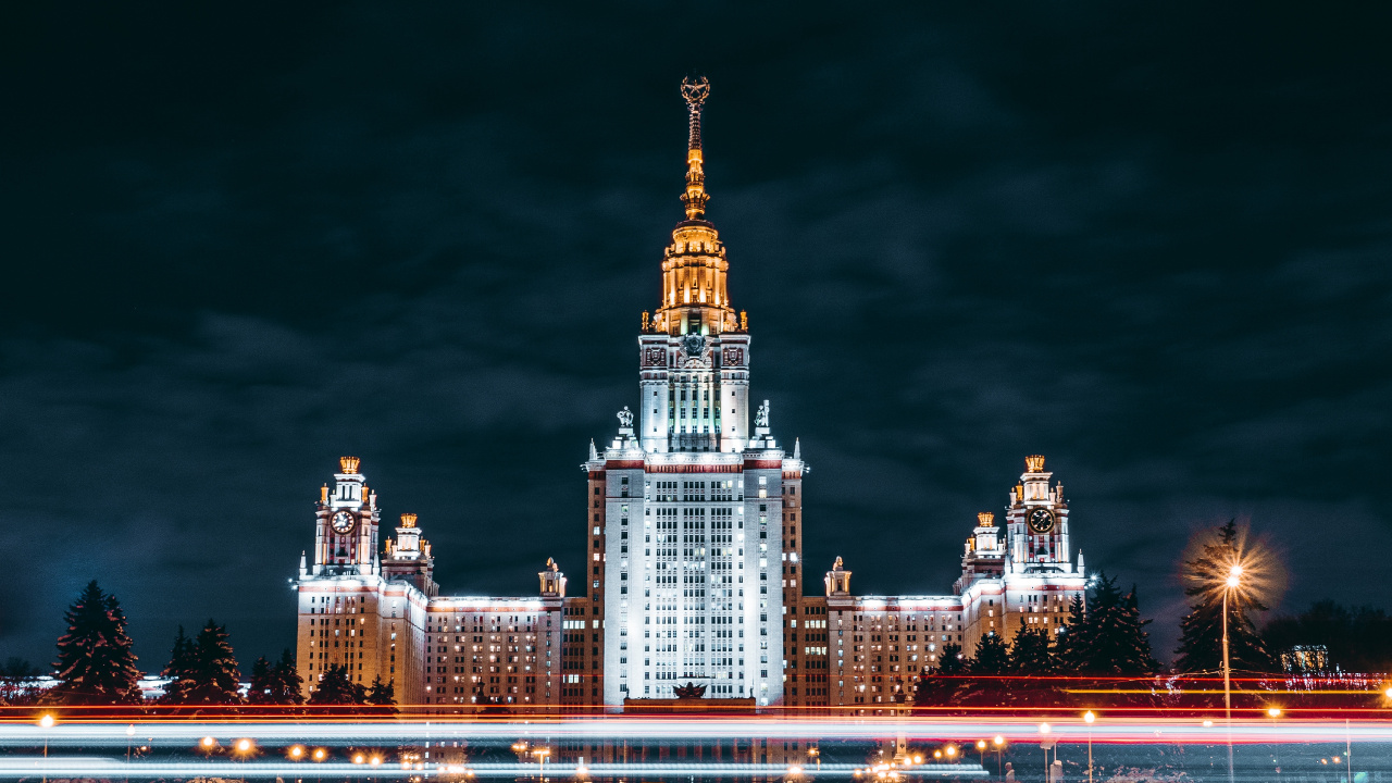 Photographie en Accéléré Des Toits de la Ville Pendant la Nuit. Wallpaper in 1280x720 Resolution