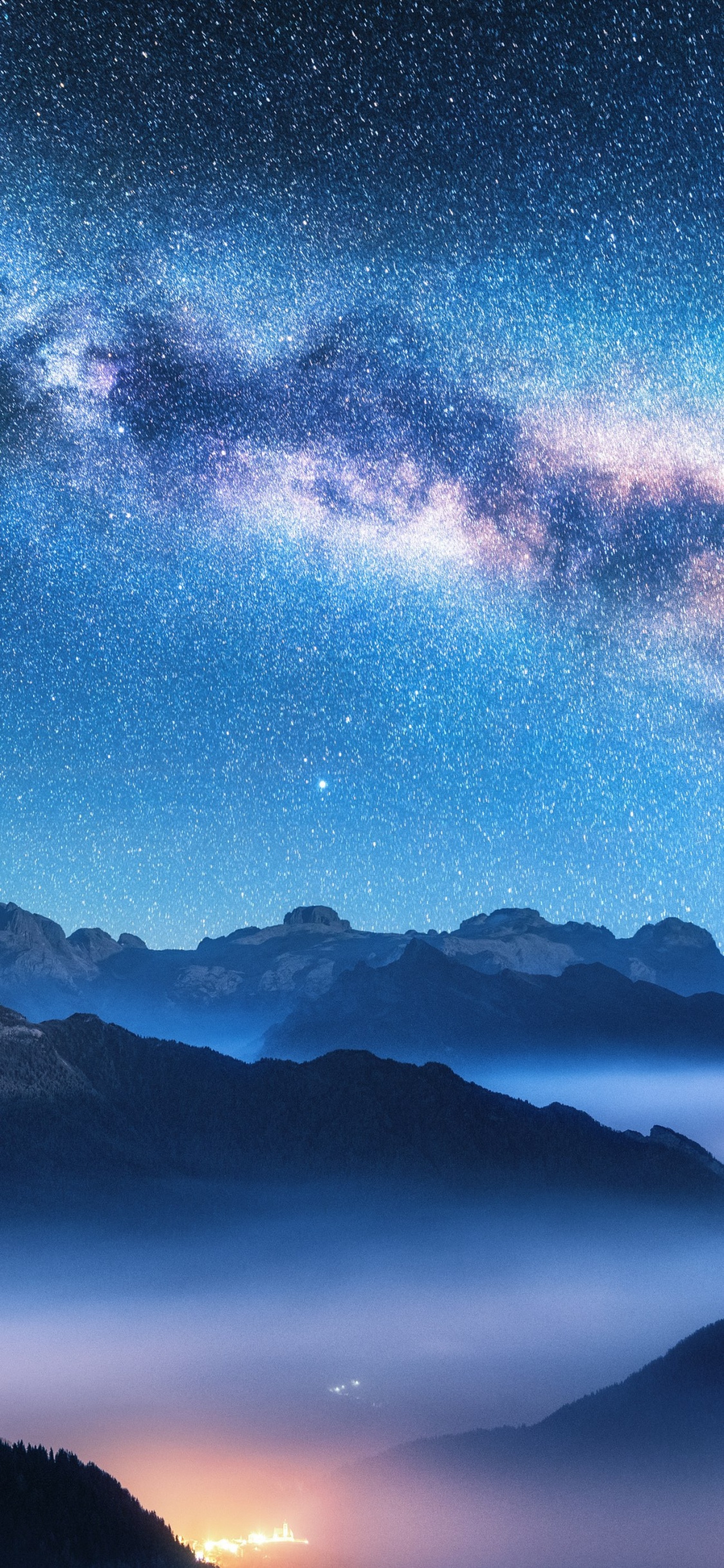 Mountain Night Fog, Earth, Mountain, Nature, Cloud. Wallpaper in 1125x2436 Resolution