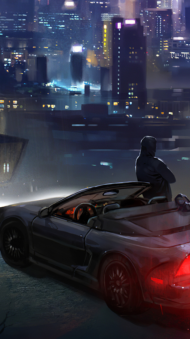 唱, 天空, 个人的豪华轿车, 首歌, Synthwave 壁纸 750x1334 允许