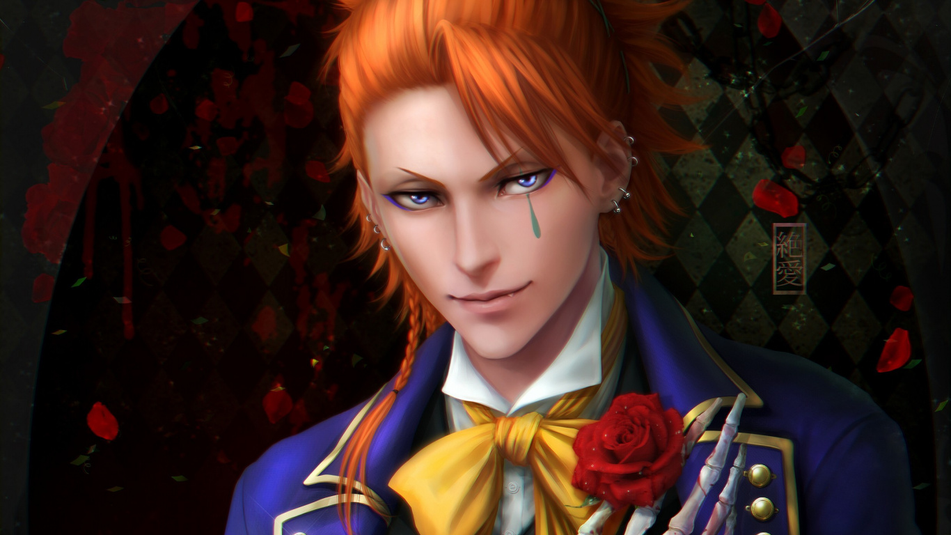 黑色的管家, Ciel Phantomhive, 均匀, 长长的头发, 微笑 壁纸 1366x768 允许