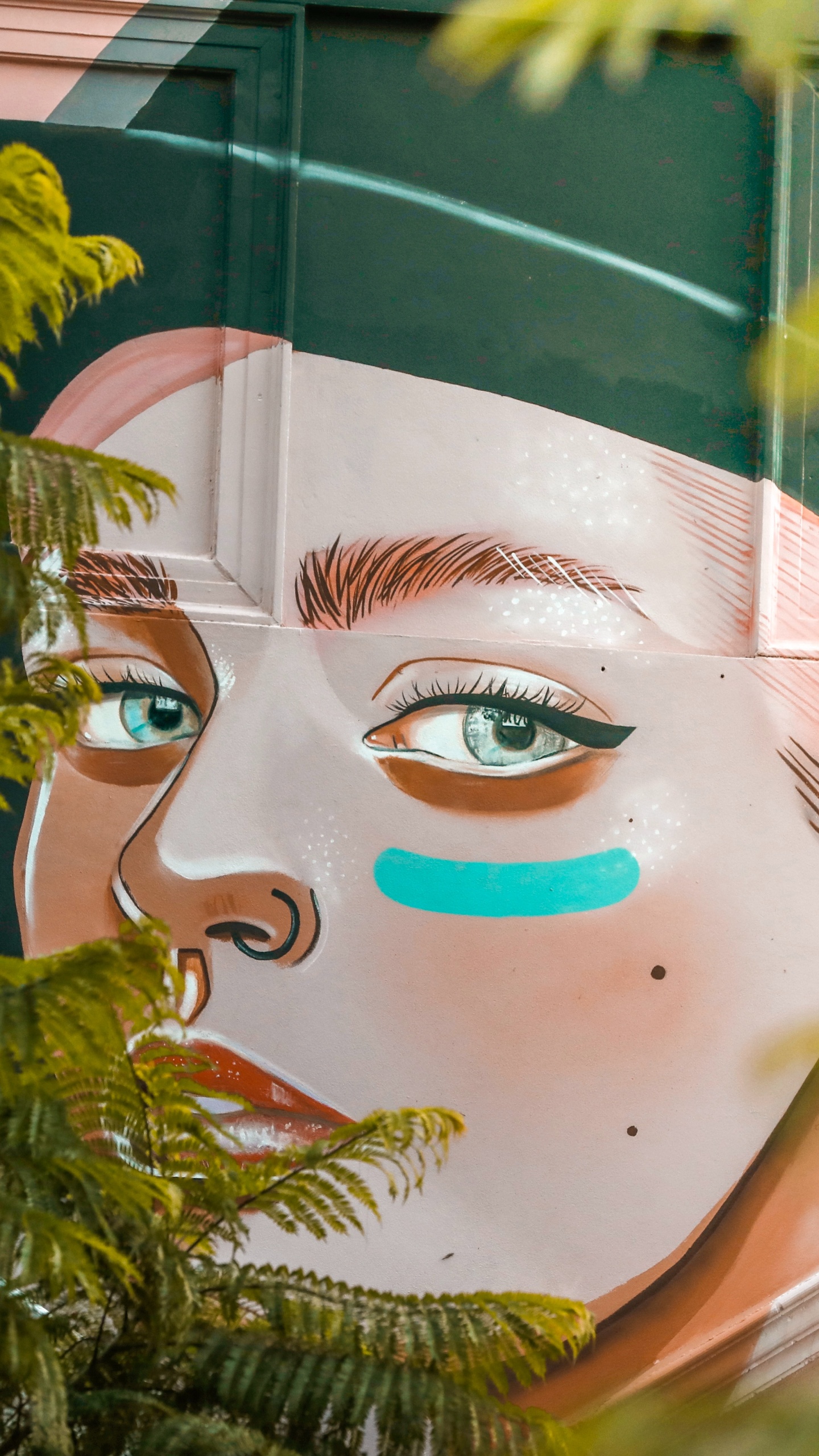 Woman With Green Eyes Painting. Wallpaper in 1440x2560 Resolution