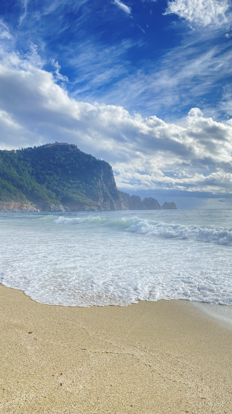 Agua, Azure, Playa, Paisaje Natural, Cumulus. Wallpaper in 750x1334 Resolution