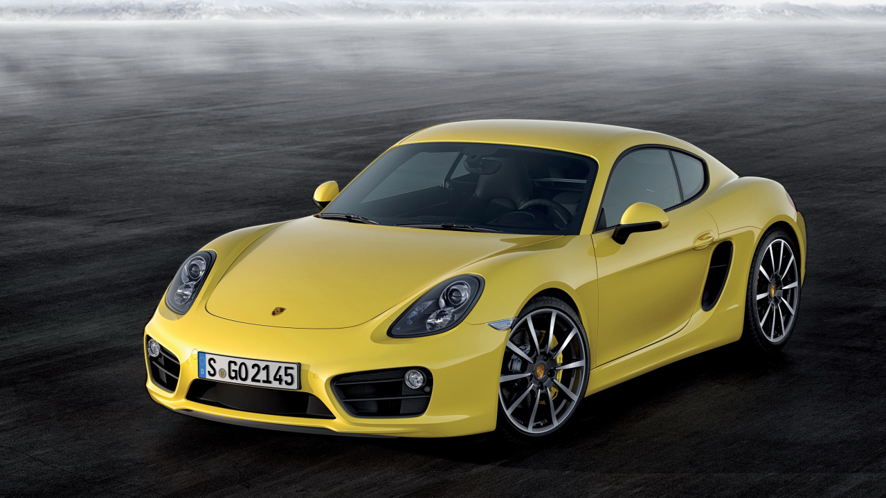 Yellow Porsche 911 on Beach Shore. Wallpaper in 1280x720 Resolution