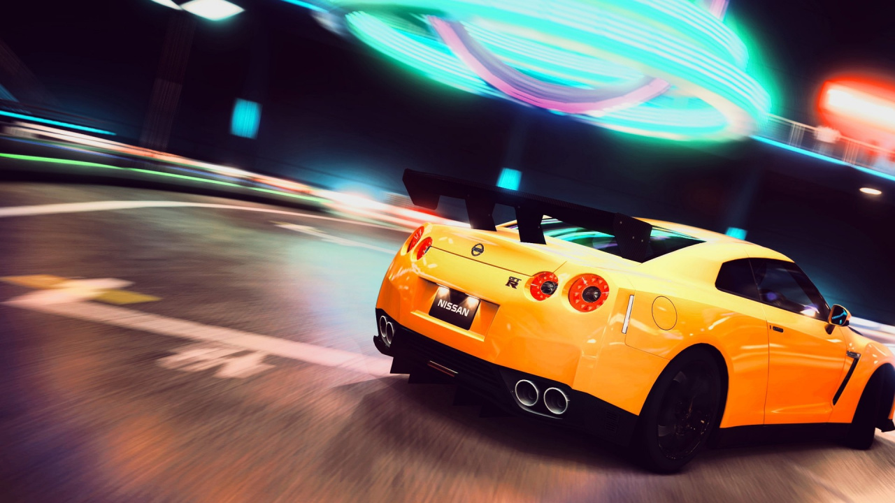 Porsche 911 Jaune Sur Route. Wallpaper in 1280x720 Resolution