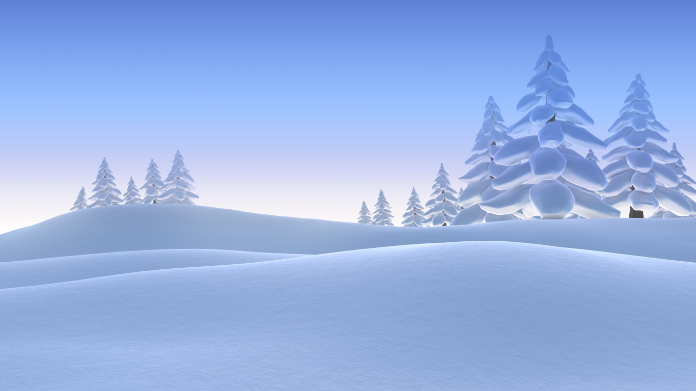 Pine Trees Covered With Snow During Daytime. Wallpaper in 1366x768 Resolution