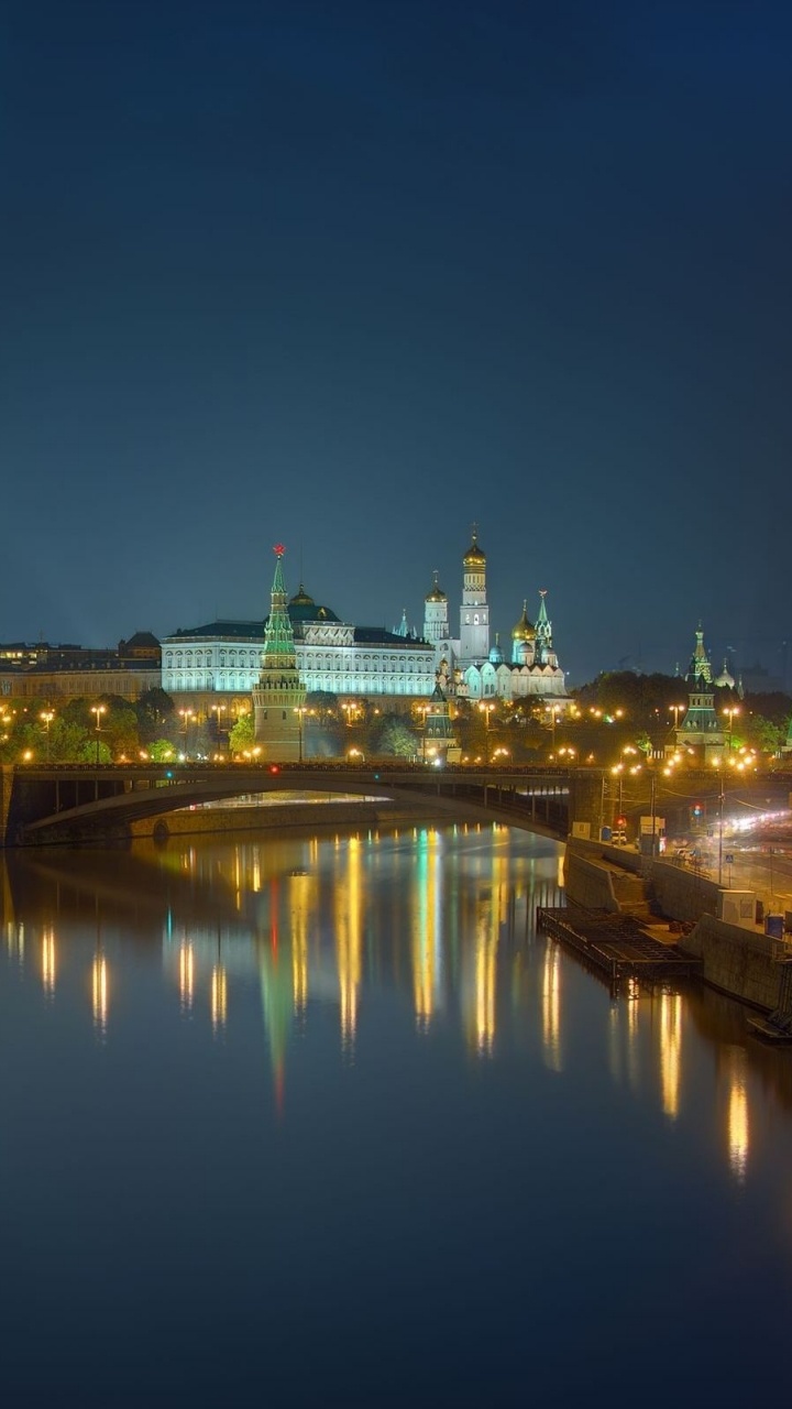 Skyline Der Stadt Bei Nacht Night. Wallpaper in 720x1280 Resolution
