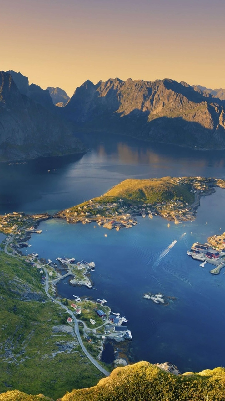 Aerial View of Green and Brown Mountains and Body of Water During Daytime. Wallpaper in 720x1280 Resolution