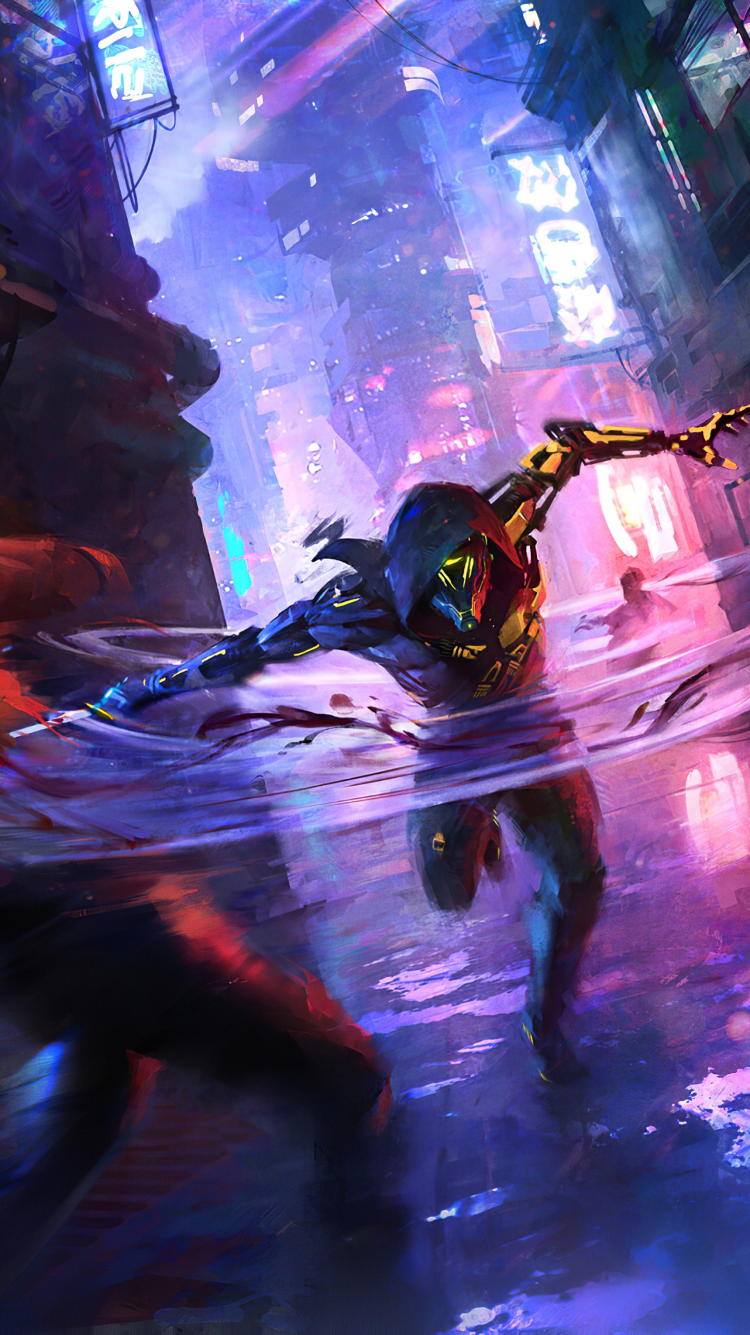 Ghostrunner, Action Game, Xbox Series x and Series s, Platform Game, Purple. Wallpaper in 1080x1920 Resolution