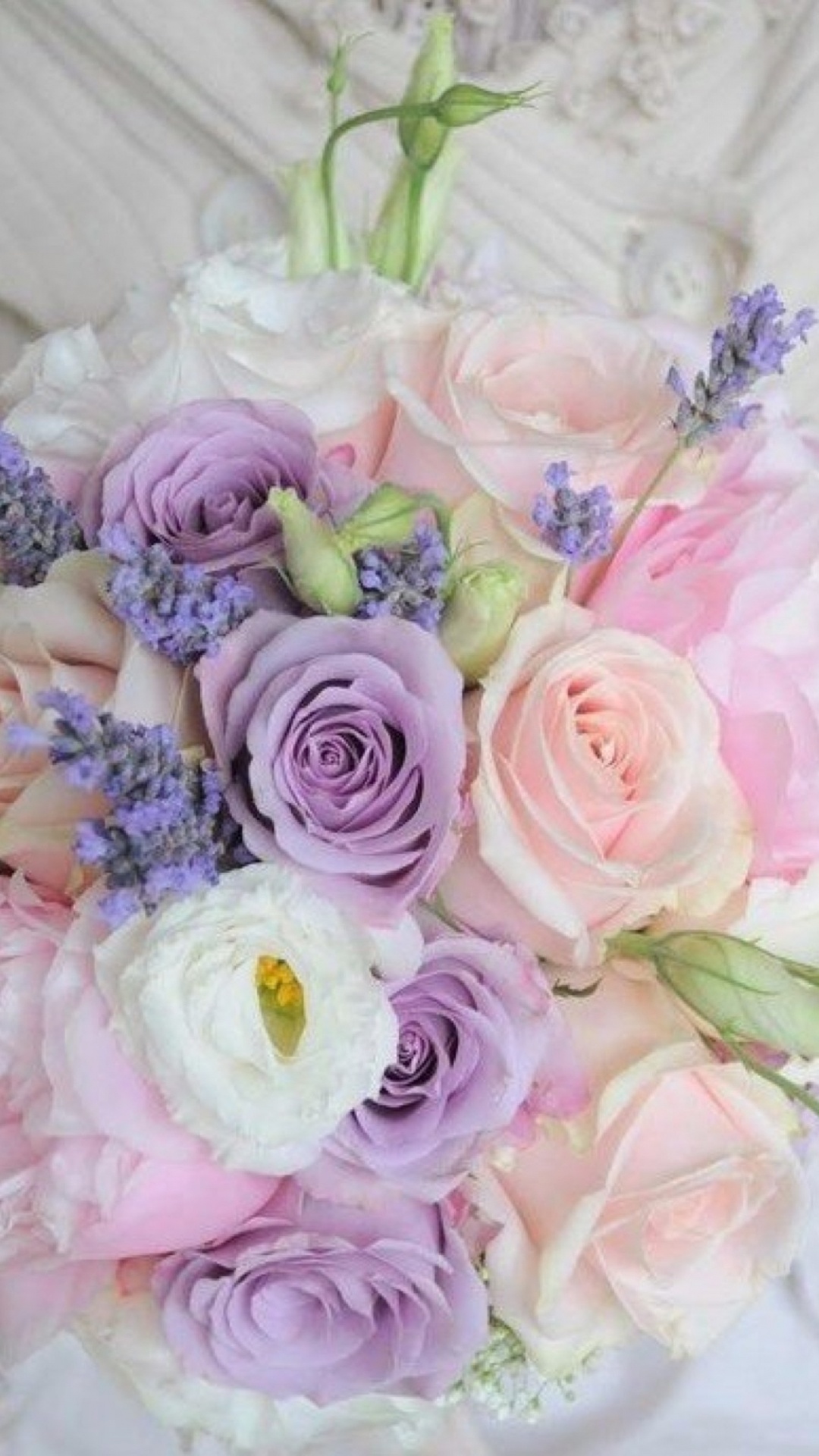 Bouquet de Roses Roses et Blanches. Wallpaper in 1080x1920 Resolution