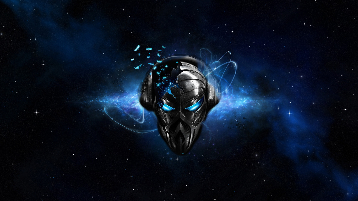 Blue and Black Mask With Blue and Black Light. Wallpaper in 1366x768 Resolution