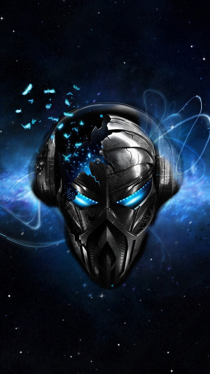 Blue and Black Mask With Blue and Black Light. Wallpaper in 720x1280 Resolution