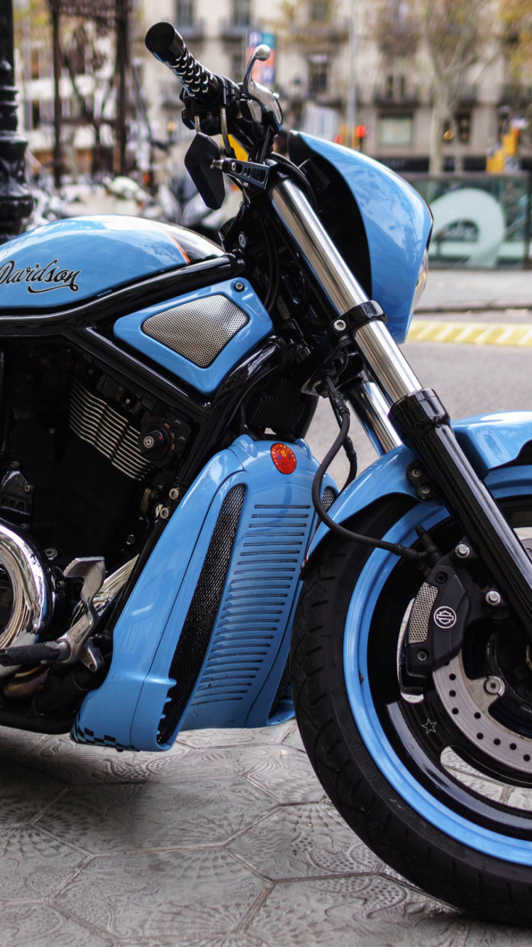 Blue and Black Sports Bike Parked on The Street During Daytime. Wallpaper in 750x1334 Resolution