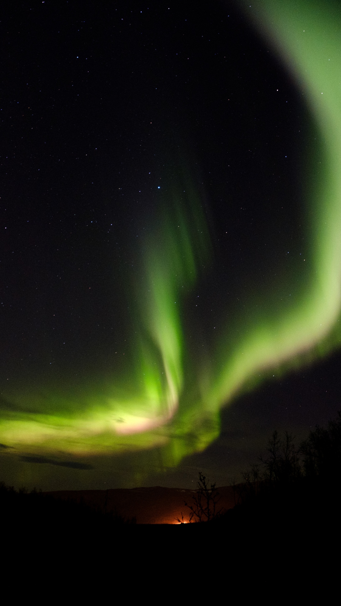 Grünes Und Gelbes Licht im Dunklen Raum. Wallpaper in 1440x2560 Resolution