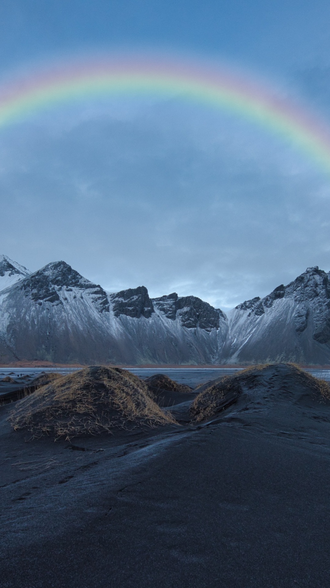 Mountain, Rainbow, Cloud, Water, Ecoregion. Wallpaper in 1080x1920 Resolution