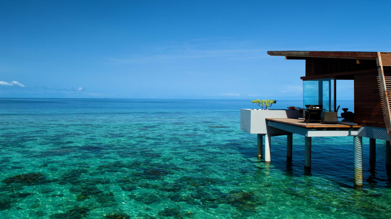 马尔代夫柏悦酒店 Hadahaa, 别墅, 度假村, 度假, 大海 壁纸 1366x768 允许