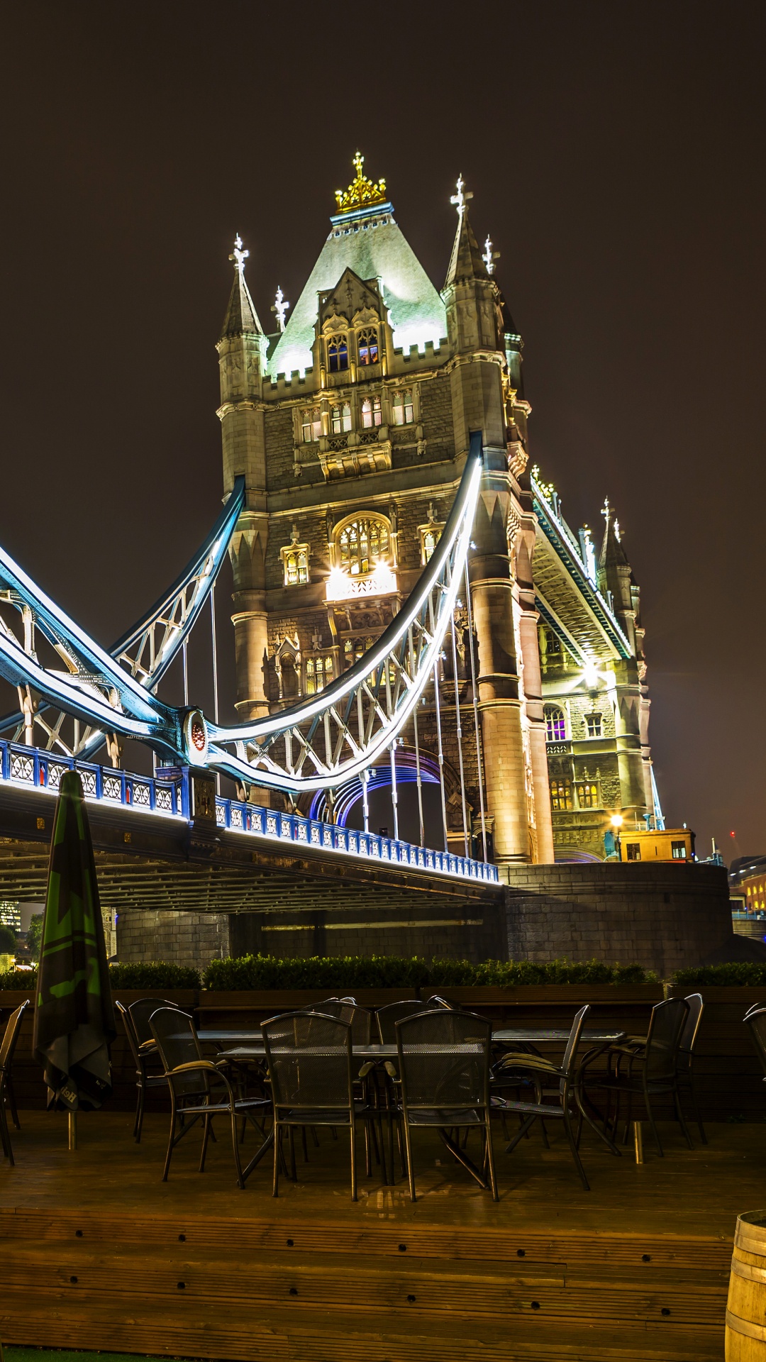 Blue and White Lighted Bridge During Night Time. Wallpaper in 1080x1920 Resolution