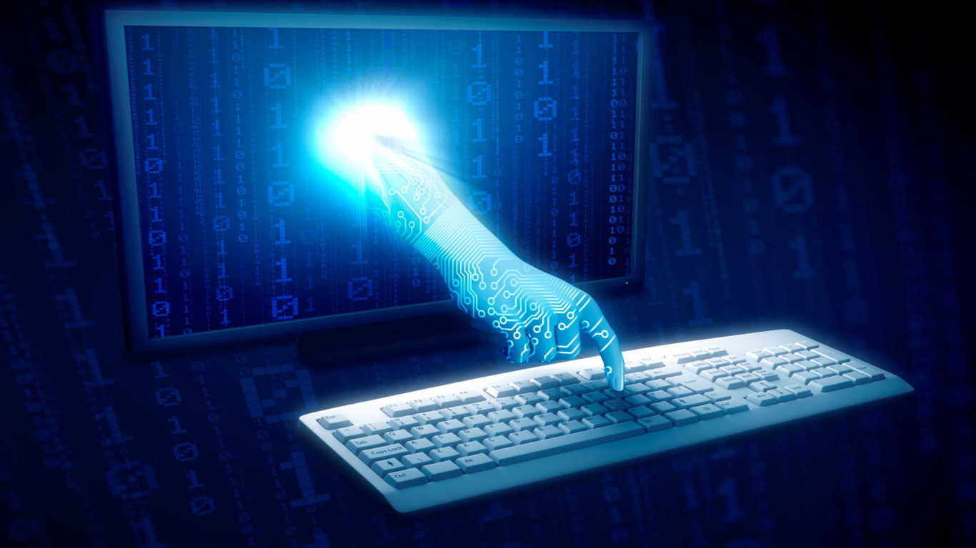 Person Using White and Black Laptop Computer. Wallpaper in 1366x768 Resolution