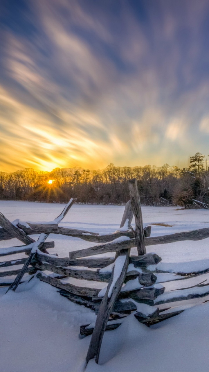 Brown Wooden Fence on Green Grass Field During Sunset. Wallpaper in 720x1280 Resolution