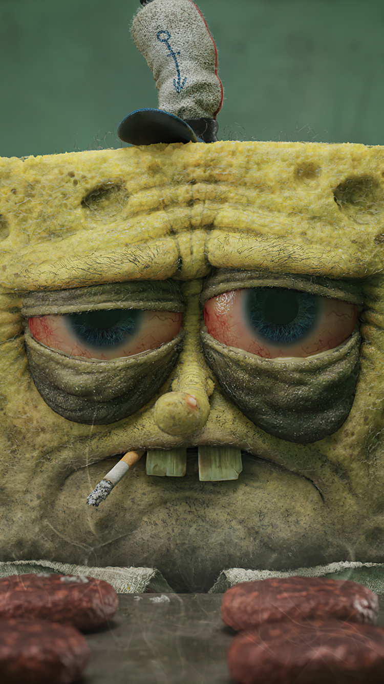 Sponge Bob, Tired Spongebob, Squidward, SpongeBob SquarePants, Spongebob Krusty Cook-off. Wallpaper in 750x1334 Resolution